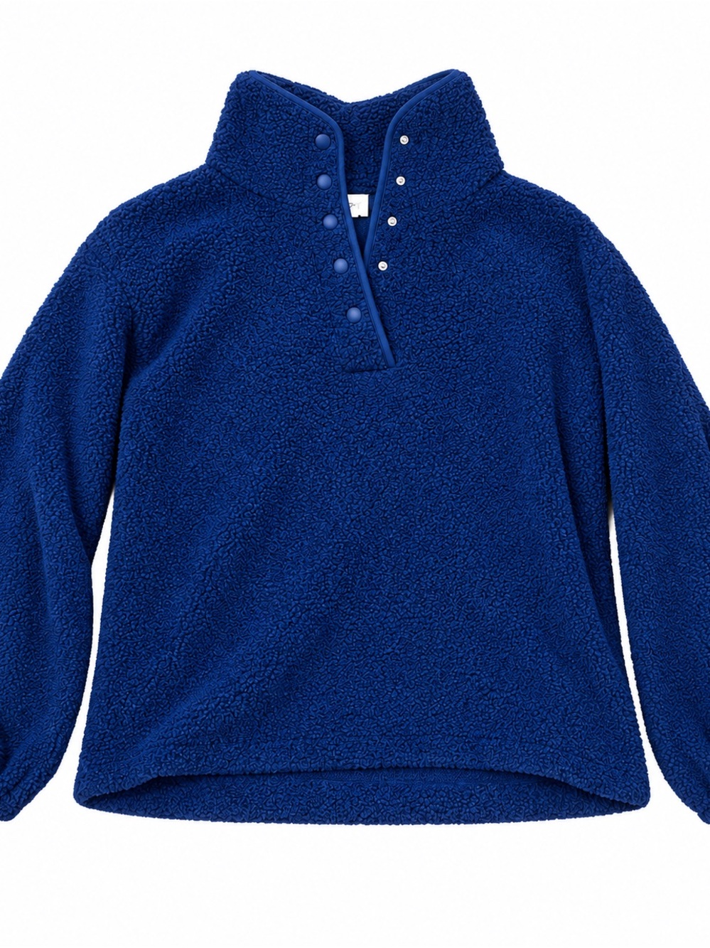 LOFT Deep Blue Sherpa Snap-Front Pullover